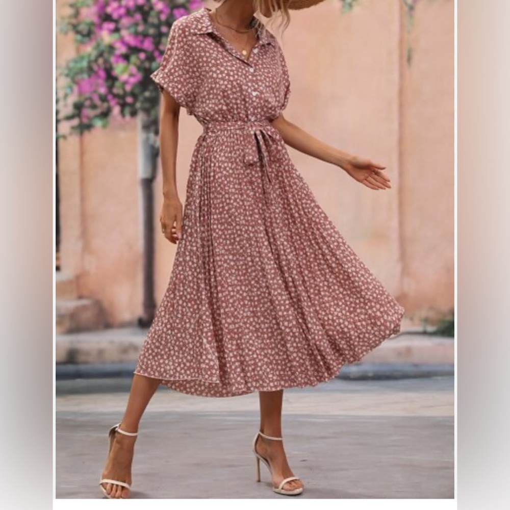 Light pink and cream Midi Dress